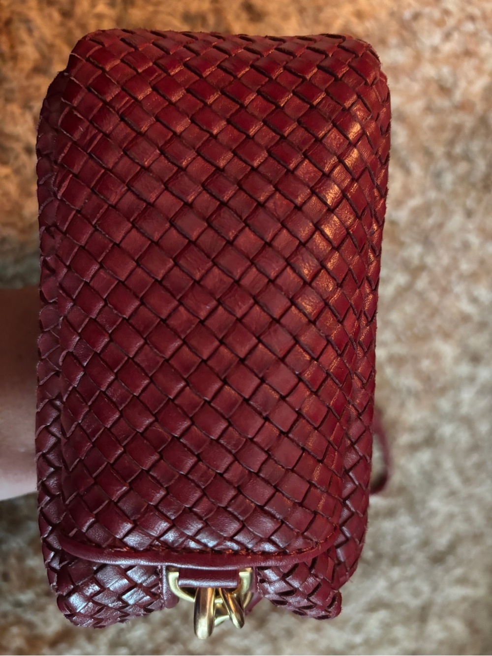 Clare V Marisol Shoulder Bag in Burgundy with Chain Handle - Picture 4 of 5